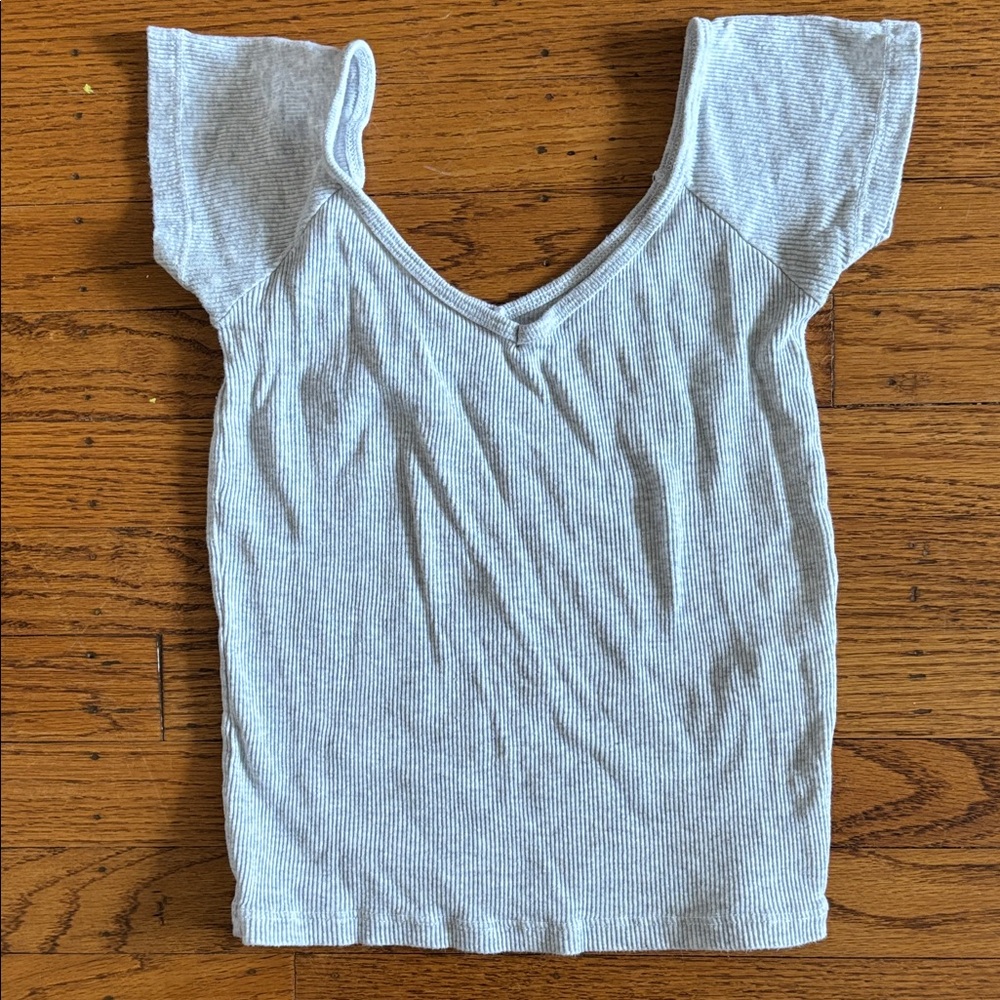 Brandy Melville Light Gray Ribbed Crop Top